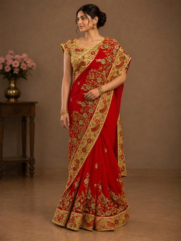 Ranas Zardosi & Resham Work Designer Saree