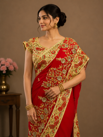 Ranas Zardosi & Resham Work Designer Saree