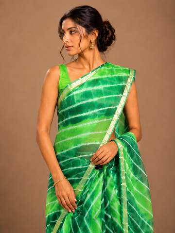 Ranas Green Color Kota Silk Leheriya Saree