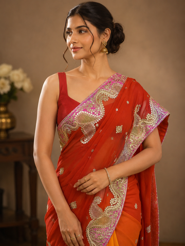 Ranas Gota & Zardosi Work Designer Saree