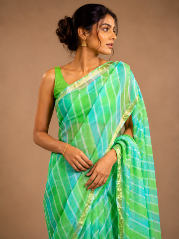 Ranas Green Color Kota Silk Leheriya Saree
