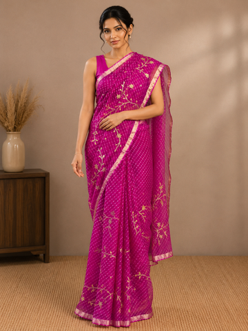 Rana Rani Color Leheriya Mothda Kota Silk Saree