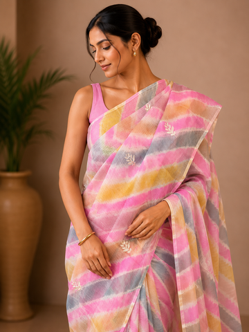 Ranas Multicolor Kota Silk Leheriya Saree