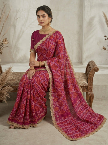 Ranas Purple Color Bandhej Saree