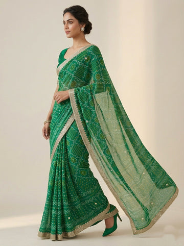 Ranas Green Bandhej Saree