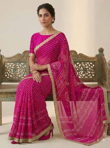 Ranas Purple Color Bandhej Saree