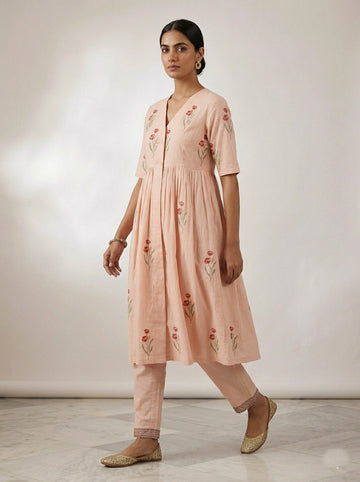 Ranas Peach Color Two Piece Suit