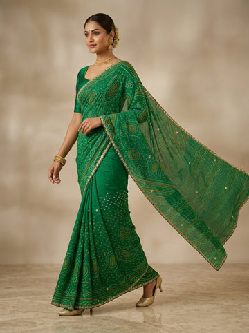 Ranas Green Bandhej Saree