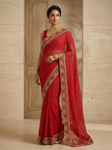 Ranas Red Mothda Saree