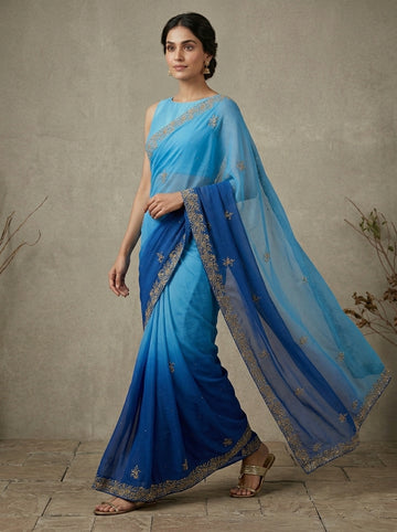 Ranas Shaded Blue Saree