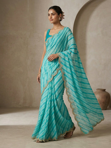 Ranas Tussar Silk Leheriya Saree