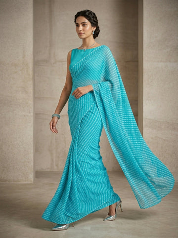 Ranas Sky Blue Mothda Saree