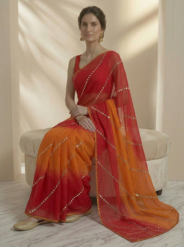 Ranas Shaded Orange & Yellow Saree