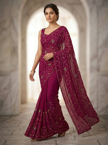 Ranas Aari & Sequine Work Saree