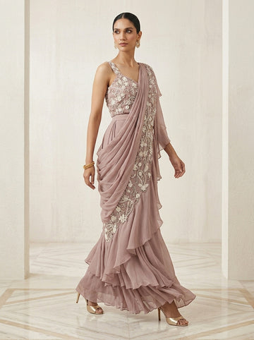 Ranas Cutdana & Moti Work Drape Saree