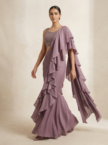 Ranas Mauve Color Drape Saree