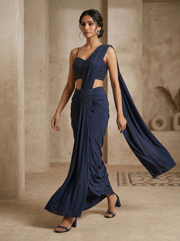 Ranas Blue Color Drape Saree
