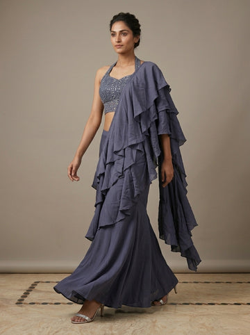 Ranas Blue Color Drape Saree