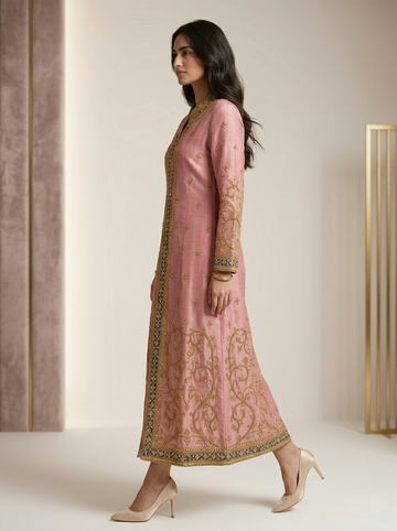 Ranas Peach Shimmer Tissue Long Jacket