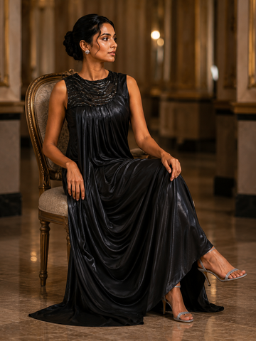 Ranas Black Color Cocktail Party Dress