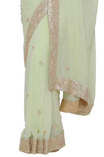 Ranas Pista Green Georgette Saree