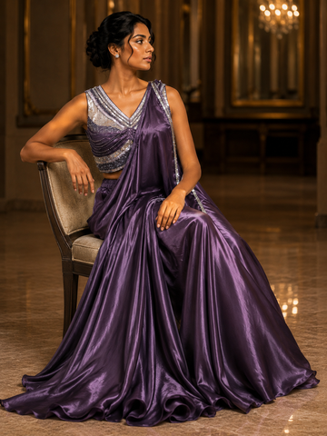Ranas Wine Color Plazo Set with drape style dupatta