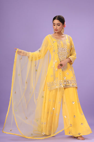 Ranas Yellow Color Designer Sharara