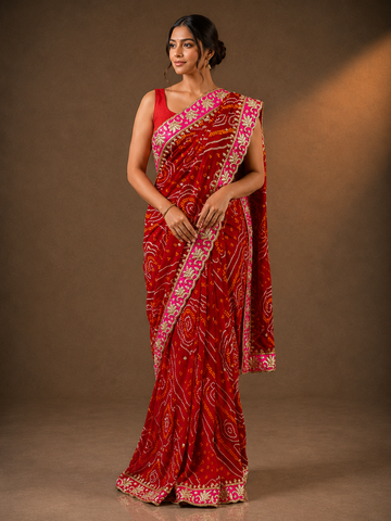 Ranas Zardosi Work Bandhej Saree