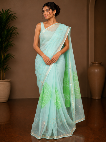Ranas Gota & Aari work Kota Silk Fabric Saree