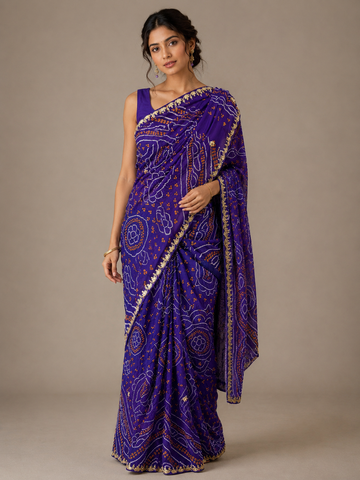 Ranas Purple Color Ethnic Bandhej Saree