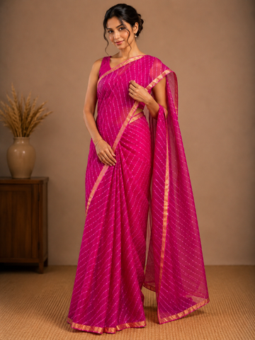 Ranas Rani Color Kota Silk Leheriya Mothda Saree