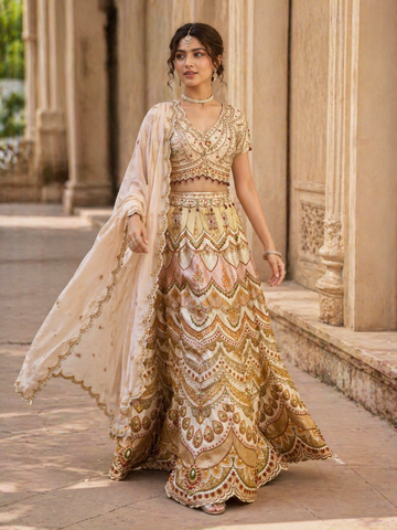 Ranas Beige Color Printed Lehenga