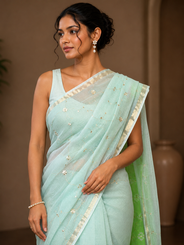 Ranas Gota & Aari work Kota Silk Fabric Saree