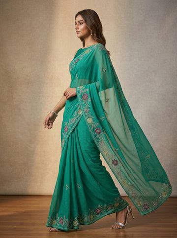 Ranas aari & Sequine Work Saree
