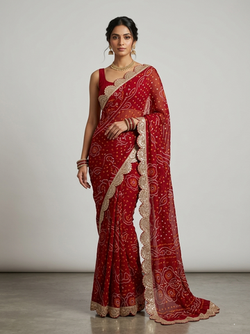 Ranas Marori Work Bandhej Saree