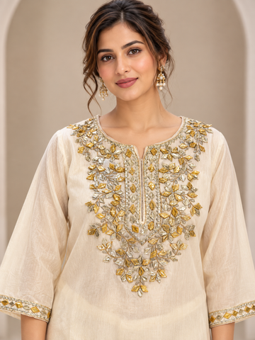 Ranas Off White Mul Cotton Sharara Set