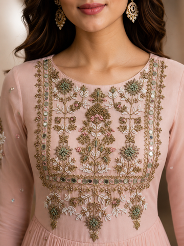 Ranas Peach Color Designer Gown
