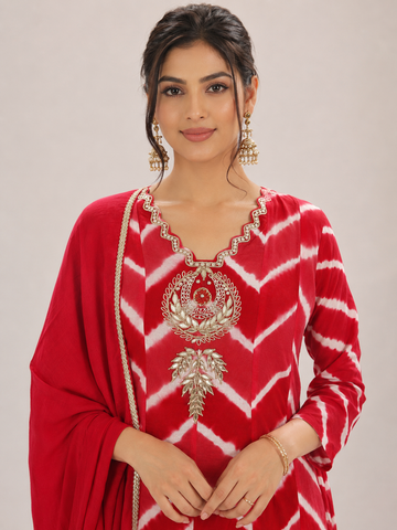 Ranas Gota Patti Work Red Leheriya Suit