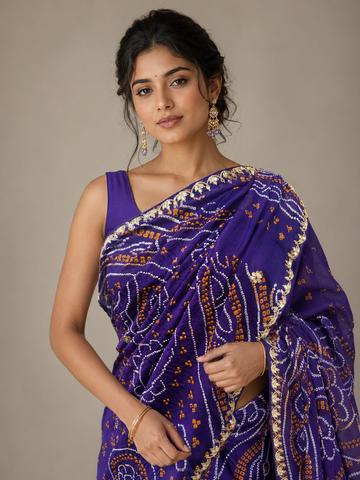 Ranas Purple Color Ethnic Bandhej Saree