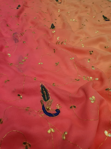 Ranas Peach & Pink Shaded Saree