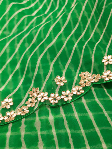 Ranas Green Leheriya Saree