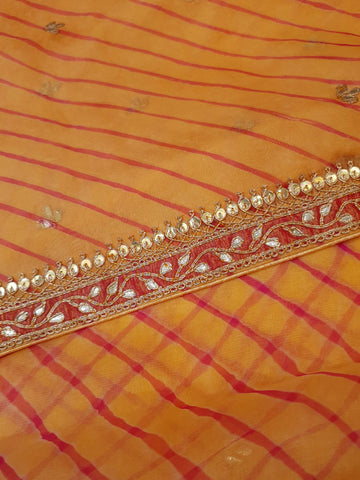 Ranas Peach Color Leheriya Saree