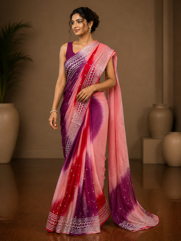 Ranas Sikiya Gota Work Shaded Saree