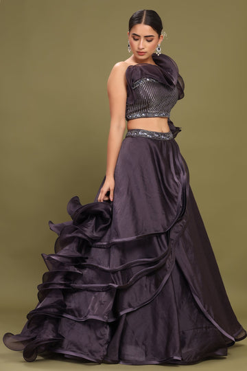 Ranas Charcoal Color Designer Lehenga