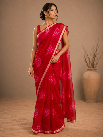 Ranas Rani Color Kota Silk Bandhej Saree