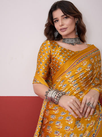 Ranas Yellow Color Printed Saree