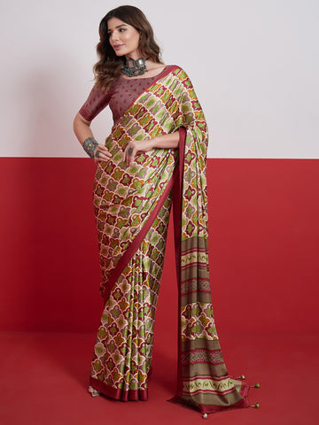 Ranas Red Color Printed Saree