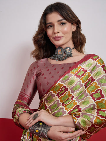 Ranas Red Color Printed Saree