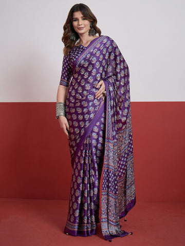 Ranas Purple Color Printed Saree