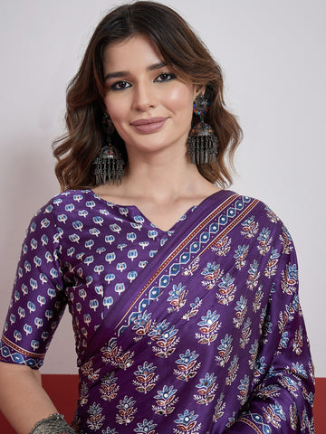 Ranas Purple Color Printed Saree